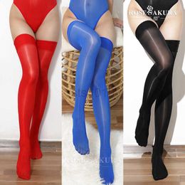 Sexy Socks 8D Glossy Pantyhose Long Tube Stockings Silky High Tube Glossy Sexy Black Silk Sexy Ultra-Thin Over-Knee Stockings Women J230531