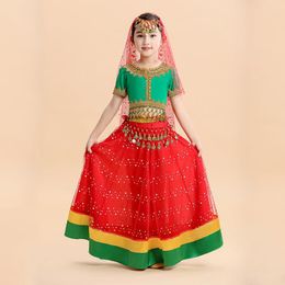 Stage Wear Children Festival Arabian Halloween Costume Belly Dancing Cosplay Kids Bollywood Outfit Princess Fancy India Gilrls Long Skirt