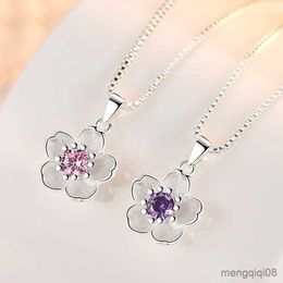 Pendant Necklaces Sterling Silver Pink Purple Peach Blossom For Women Luxury Quality Jewellery Offers GaaBou Jewellery