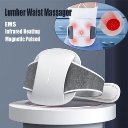 Relaxation EMS Pulse Lumber Waist Massager Infrared Heating Abdominal Masssger Magnetic Therapy Back Relaxation Pain Relief Wireless Remote