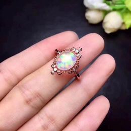 Cluster Rings Natural And Real Opal 925 Sterling SilverJewelry Accessories Stone Ring Cut Fire Luxury For Women Christmas Gifts