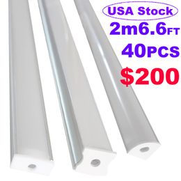 U V Shape LED Aluminum Channel System with Milky Cover, End Caps and Mounting Clips, Aluminum Profile for LED Strip Light Installations, Very Easy Installation usalight