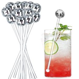 Other Event Party Supplies 6/18/24/36pcs Disco Ball Stirrers Cocktail Beverage Coffee Stirrer Plastic Mirror Ball Sticks for Home Drink Party Decor Favour 230531