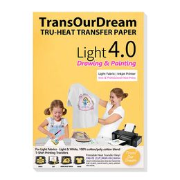 Paper TransOurDream A4 25Sheets Iron on Heat Transfer Paper for Light TShirts Printable Heat Transfer Vinyl for Inkjet Printer