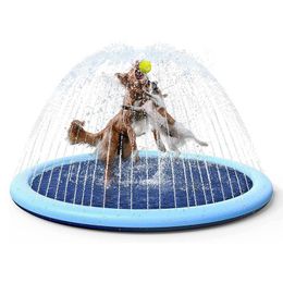 Chews Pet Swimming Pool Sprinkler Pad Inflatable Water Spray Mat Tub Summer Play Cooling Mat Dog Bathtub