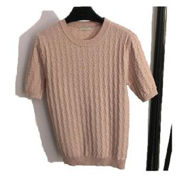 디자이너 클래식 여성 스웨터 T 셔츠 니트 짧은 소매 스웨터 편지 Jacquard G 편안