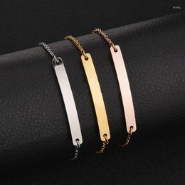 Link Bracelets 316L Stainless Steel Customized Name Logo Bracelet For Women Couples 18K Gold Plated Bangle Valentines Day Gifts