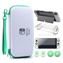 Bags Storage Bag Screen Protective Film Thumb Grip Caps PC Crystal Hard Cover Shell Case Pouch For Nintendo Switch OLED Accessories