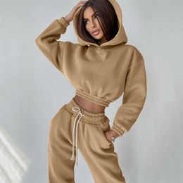 Women's Tracksuits Autumn and winter 2-piece women's casual wear long sleeved zippered top hoodie+jogging pants sportswear P230531