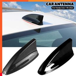 New For Honda Civic 11th 2022 Car Carbon Fibre pattern Antenna Shark Fin Cover Trim Auto Roof Decorative Aerial Antenna Accessories