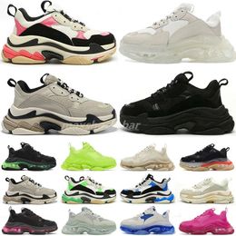 Triple s Casual Shoes Men Women Designer Platform Sneakers Paris Clear Sole trainer Back White Grey Red Turquoise Neon Luxury Triple-S Daddy shos mens trainers M31