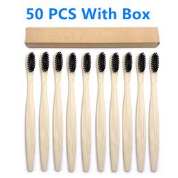 Toothbrush 50 Pack Eco Bamboo Toothbrush Adults Soft Bristles Biodegradable PlasticFree Toothbrushes Low Carbon Eco Bamboo Handle Brush