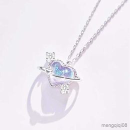 Pendant Necklaces New Fashion Heart Crystal Necklace for Women Girls Fantasy Love Jewelry Gift