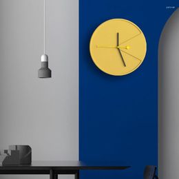 Wall Clocks Aesthetic Cement Yellow Large Clock Modern Minimalist 3d Mute Watches Reloj Mesa Industrial Style Home Decor XF10YH