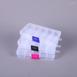 Jewelry Pouches 10 Grids Fixed Transparent Plastic Box Storage Organizer Jewel Bead Case Sorting