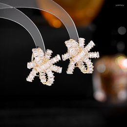 Dangle Earrings Cubic Zirconia Stud Wedding Ribbon Bow For Women Party Jewelry LYX113