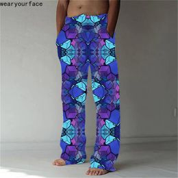 Pants Diamond Crystal Full Length Wide Leg Pants 3d All Over Print Hipster Fashion Streetwear Sweatpants Men Unisex Clothing