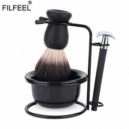 Blades Men Beard Shaving Set 3 In 1 Safe Razor Brush Bowl Stand Holder Razor Moustache Shaving Tools for Mens Wholesale