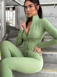 Women's Two Piece Pants Solid 2 Pieces Set Outfits Women Zipper Tracksuits Running Fitness Sports Wear Long Sleeve Pants Slim Body Suits Woman Clothing T230531