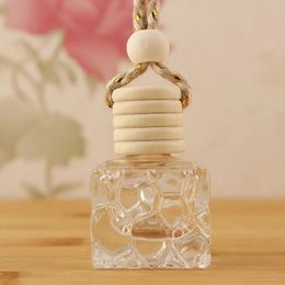 8MLCube Hollow Car Perfume Bottle diffusers Rearview Ornament Hanging Air Freshener For Essential Oils Diffuser Fragrance Empty Glass Bottle Pendant LX8973