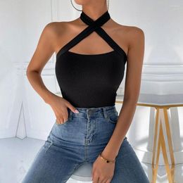Women's Tanks Women's Sexy Crop Tops Summer Halter Neck Backless Unique Female Clothing Casual Lady Tie Party Outfits Camis For Woman
