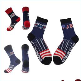 Party Favour Lets Go Brandon Trump Socks 2024 American Election Funny Sock Men And Women Cotton Stockings Drop Delivery Home Garden F Dhtrf