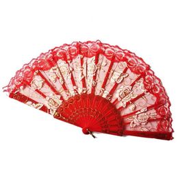 Party Favour Gift Fan Rose Flower Hand Fans Folding Spanish Lace Hold Chinese Dance 10 Colours Wholesale Vt0389 Drop Delivery Home Gar Dhlpg