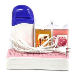 Epilator Depilatory Cable Waxing Heater kit with 100pc Wax Paper + 100g Roll On Wax Honey+Rose Hair Removal Tool