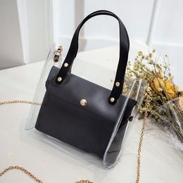 Evening Bags Small Leather Handbags For Women 2023 Transperent PVC Hand Female Mini Shoulder Bag Black Crossbody Messenger Phone Pouch