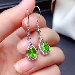 Dangle Earrings Simple Temperament Green Zircon Long Elegant For Women Vintage Pear Shaped Water Drop Ear Hook Fashion Jewelry Gift