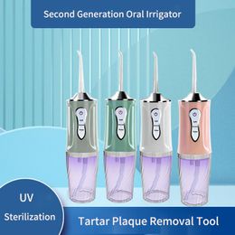 Irrigators Newest Electric Oral Irrigator UV Sterilization USB Charger Dental Water Jet Flosser Waterproof Tartar Removal Tooth Pick Floss