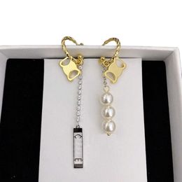 Designer Arc de Triomphe Earline Tassel Earrings for Women Light Luxury Girl Asymmetric AB Style Pearl Earstuds Removable High Quality
