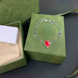 designer jewelry bracelet necklace ring Ancient women's old love blue red enamel Peach Heart Braceletnew jewellery high quality