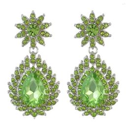 Dangle Earrings Luxury Green Blue Long Water Drop Crystal Bride Wedding Big For Women Shiny Temperament Engagement Jewellery Gift