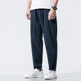 Men's Pants Thin Linen Summer Chinese Style Casual Plus Size Black Loose Straight Trousers Fashion Harem Men Clothing