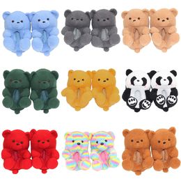 Slipper Kids Girl Boy Home Indoor Soft Anti Slip Faux Fur Winter Warm Shoes Cartoon Plush Teddy Bear Slippers 4-10Y JYF 230530