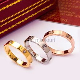 Band Rings 2023 Trendy Stainless Steel Rose Gold Colour Love Ring for Women Men Couple Crystal Rings Luxury Brand Jewellery Wedding Ring Gift J230531