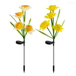 Outdoor Garden Lawn Solar Led Light Lamps Narcissus Lotus Flower For And Vegetable Patch Patio Country House Decoration