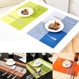 Table Mats European PVC Placemat Waterproof Environmental Friendly Dining Mat Multi-Color Stripe Colour Non-Slip Western Placemats