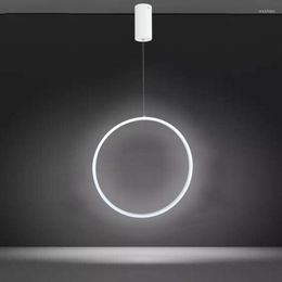 Pendant Lamps Modern LED Chandelier Lights Round Ring Circle Lamp Home For Living Room Lighting Indoor Black Lustre Fixture
