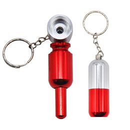 Smoking Pipes Creative New Portable Pill Gas Cylinder Tobacco Pipe 3Color Keychain Den Detachable Metal For Drop Delivery Home Garde Dhcjw