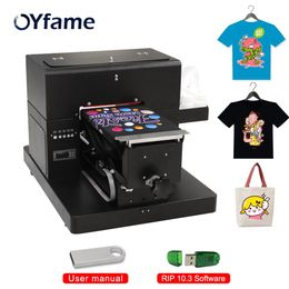 Impresoras OYfame A4 DTG, máquina de impresión de camisetas para camisetas oscuras y claras, ropa, impresión de prendas, tinta textil, paquete de impresora dtg