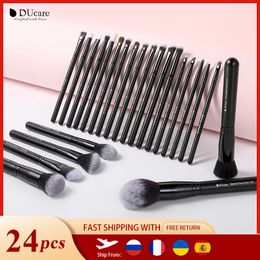 Brushes DUcare Makeup Brushes Set 24 Pcs Natural Goat Hair Professional Make up brush Natural hair Foundation Powder Blushes Maquiagem