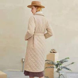 Leather 2021 Autumn Winter Fashion Women Puffer Coat oversized Maxi Robe Long parka Cotton Casual outerwear