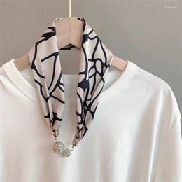 Scarves Chock Lasy Easy Magnet Scarf Women Print Fashion Necklace Female Spring Neck Tie Hand Bag Wrist Foulard Accessories Design