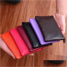Storage Bags Men Women Leather Mini Wallet Solid Colour Simply Coin Key Pocket Wallets Card Purse Durable Unisex Vt1593 Drop Delivery Dhiiq