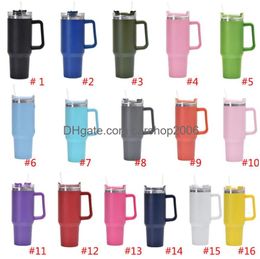 Mugs 40 Oz Tumbler Cups Stainless Steel Cup With Handle Lids St Tumblers Insated Bottle Mug Customise Logo Drop Delivery Home Garden Dhb37