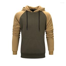 Men's Hoodies Armygreen Patchwork Men Fashion Hooded Sweatshirts Male Winter Spring Streetwear Casual Pullover Men's Coats