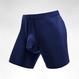 Underpants Men's Lengthened Sports Panties Split Lingerie Anti Wear Legs Large Breathable Running Boxer Shorts Guy Pants