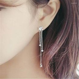 Dangle Earrings S Golden Cute Star Moon Asymmetrical Long Tassel Dangling Earring For Women 2023 Korean Fashion Drop